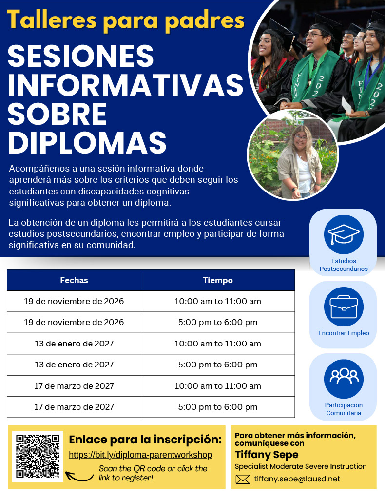 Parent Workshop Diploma Flyer - Spanish
