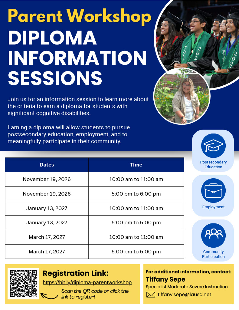 Parent Workshop Diploma Flyer - English