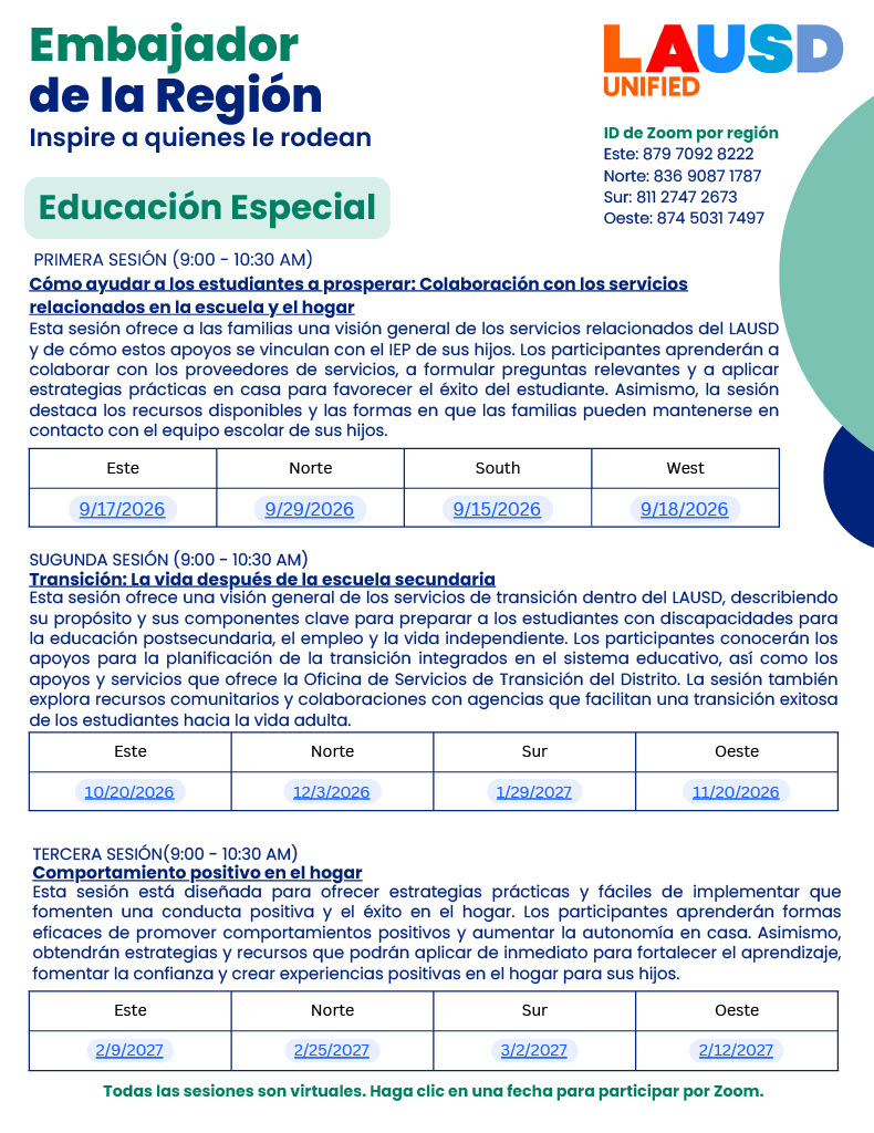 Region Ambassador Flyer - Spanish